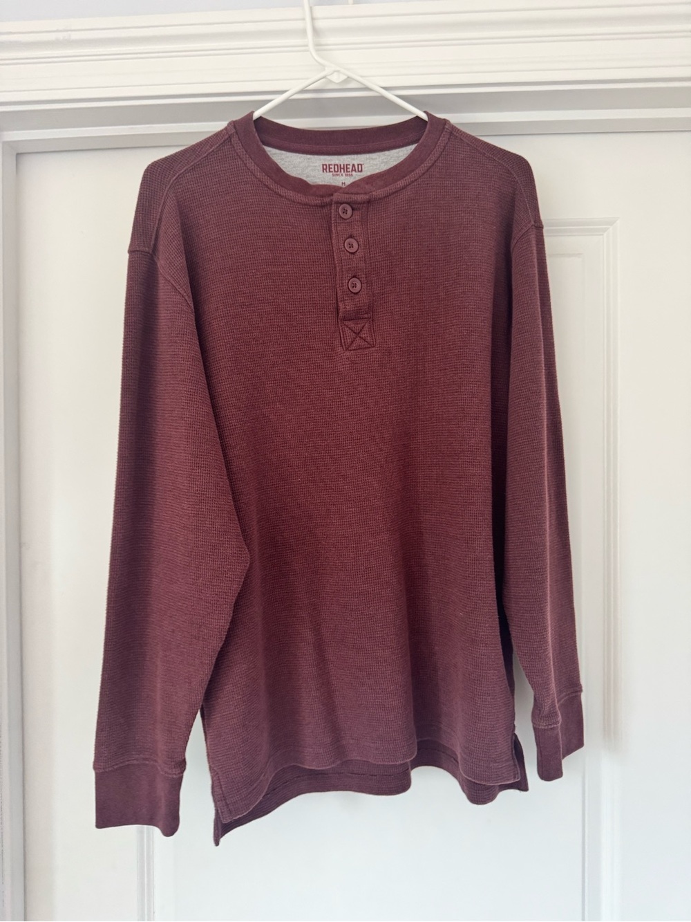 RedHead Men’s Maroon Henley Thermal Long Sleeve Shirt